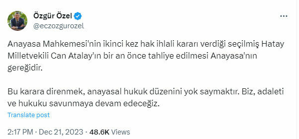 Özgur Ozel Aciklama