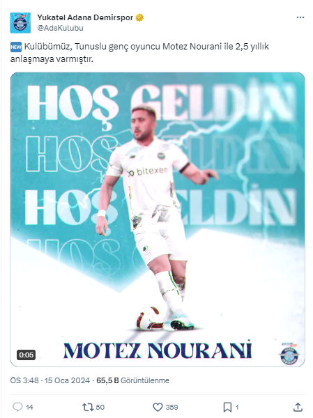 Adana Demirspor Tunuslu genç yıldızı transfer etti