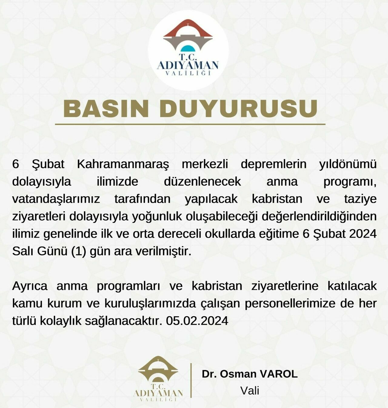 Adıyaman’da Yarın Okullar Tatil Edildi 