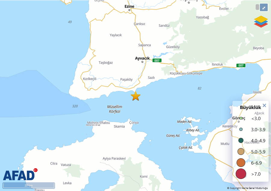 Çanakkalede Deprem