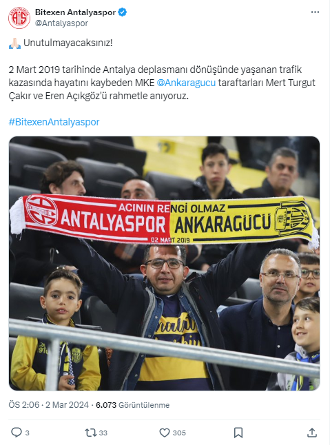 Antalyaspor vefat eden Ankaragücü taraftarlarını unutmadı