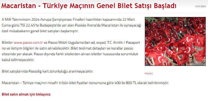 A Milli Takım Macaristan maçının biletleri satışa çıktı