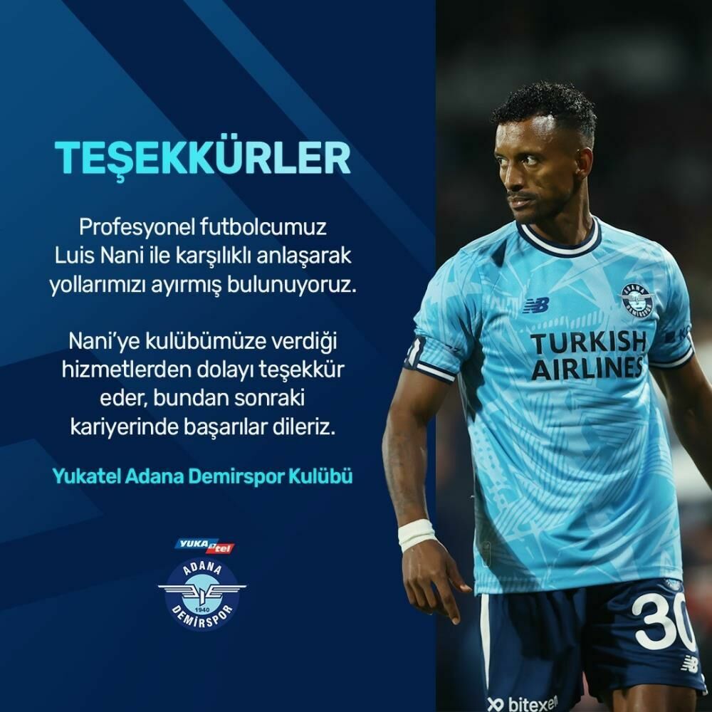 Adana Demirspor Luis Nani ile yollarını ayırdı