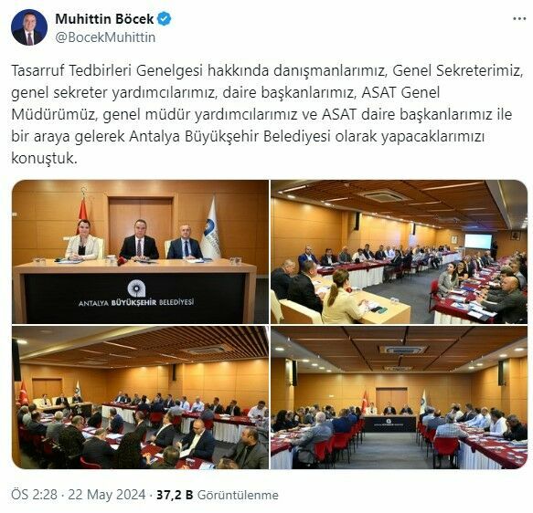 Büyükşehir'de tasarruf genelgesi için kritik toplantı