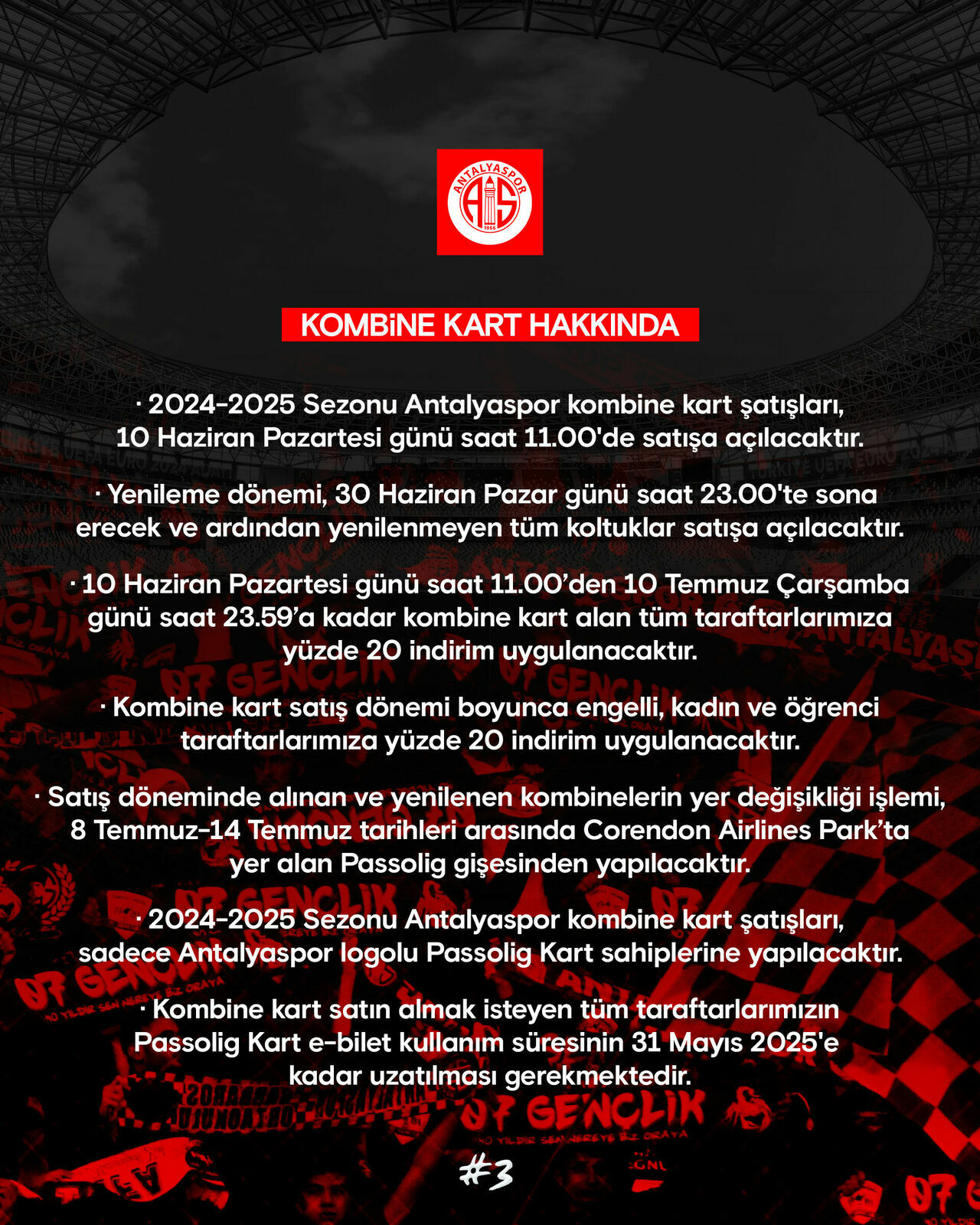 Antalyaspor'da 2024-2025 sezonu kombine satışları başladı