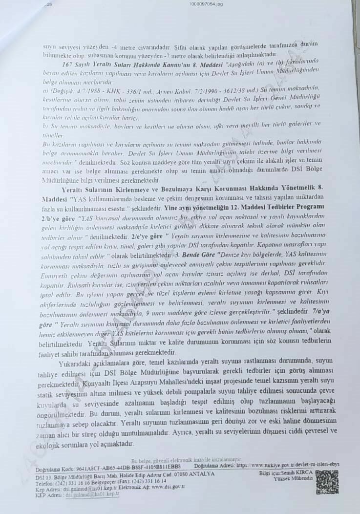 Konyaaltı'nın Yeraltı Suları Otel Inşaatına Kurban Edildi Rapor2