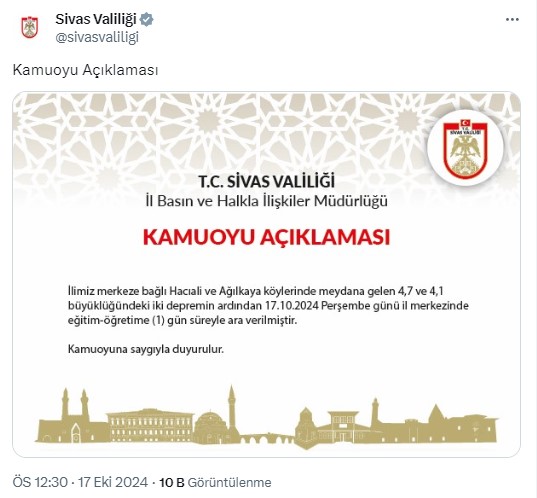 Bir ilde okullar tatil edildi 17 Ekim 2024 Perşembe
