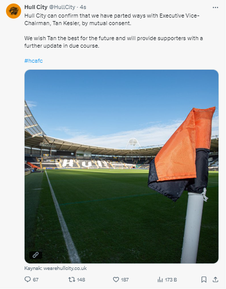 Hull City Başkan Vekili Tan Kesler ile Yollar Ayrıldı