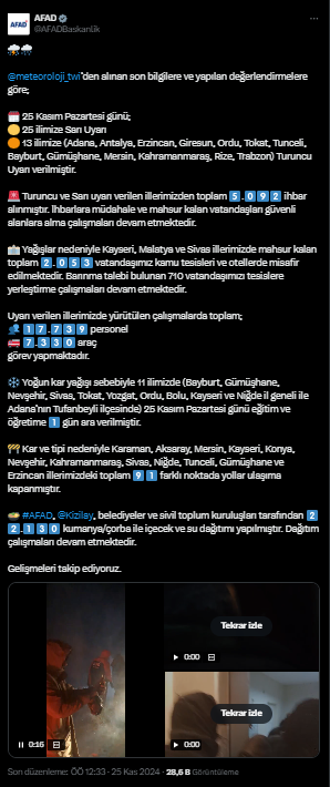 Dikkat! Yarın için AFAD Uyardı: 25 İl İçin Sarı, Antalya ve 12 İl İçin Turuncu Uyarı Verildi