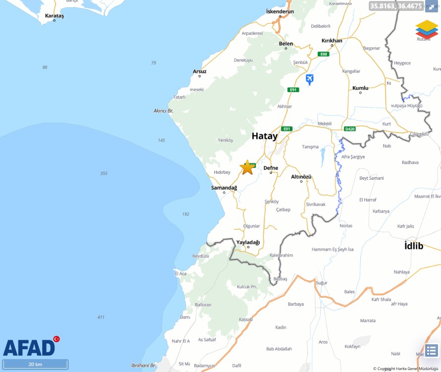 Hatay Samandağ'da 3.5 Büyüklüğünde Deprem 2