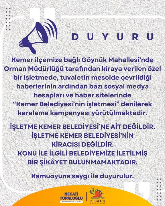 Kemer Belediyesi’nden 'Mescit' Açıklaması! 2
