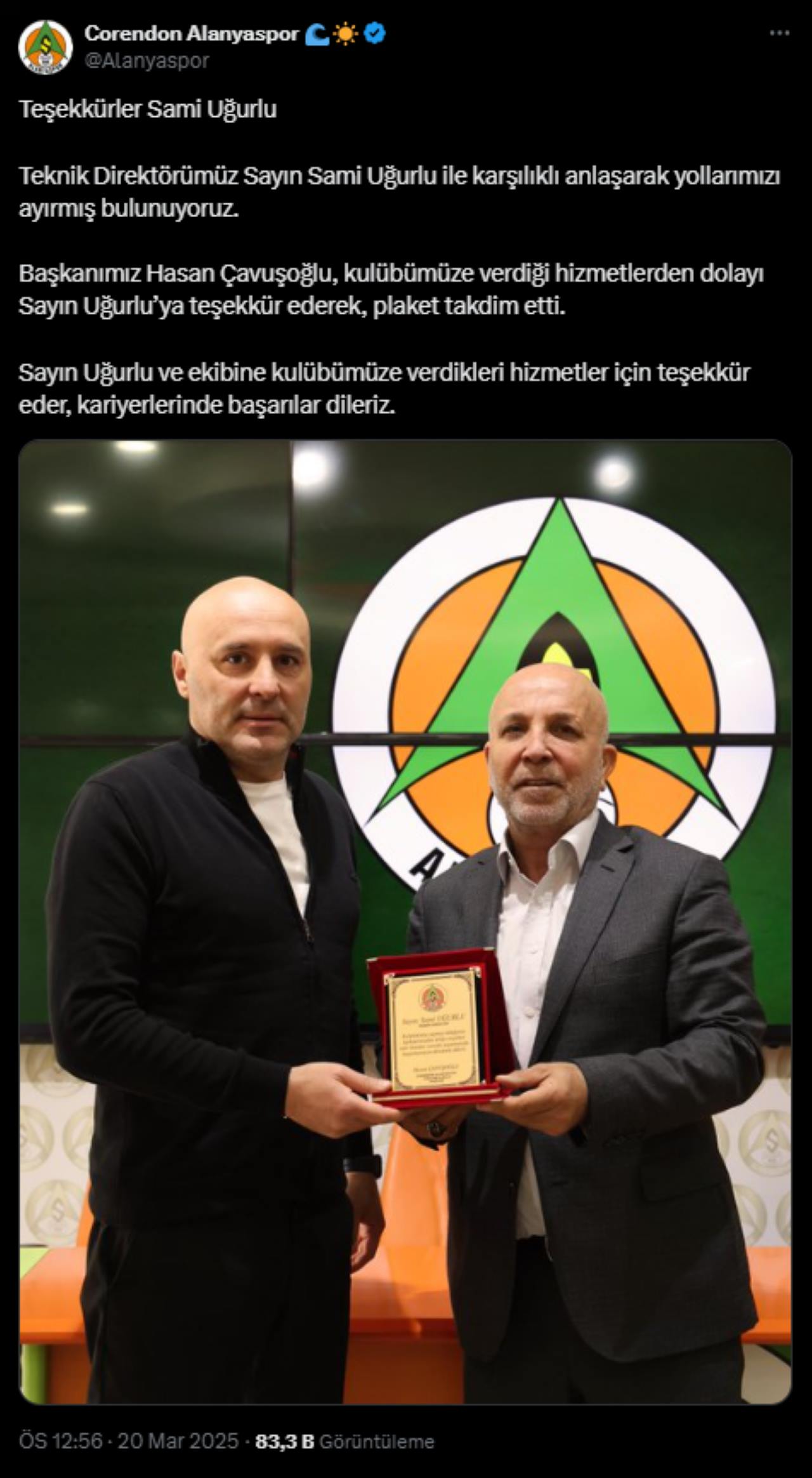 Alanyaspor Teknik Direktör Sami Uğurlu ile Yollarını Ayırdı