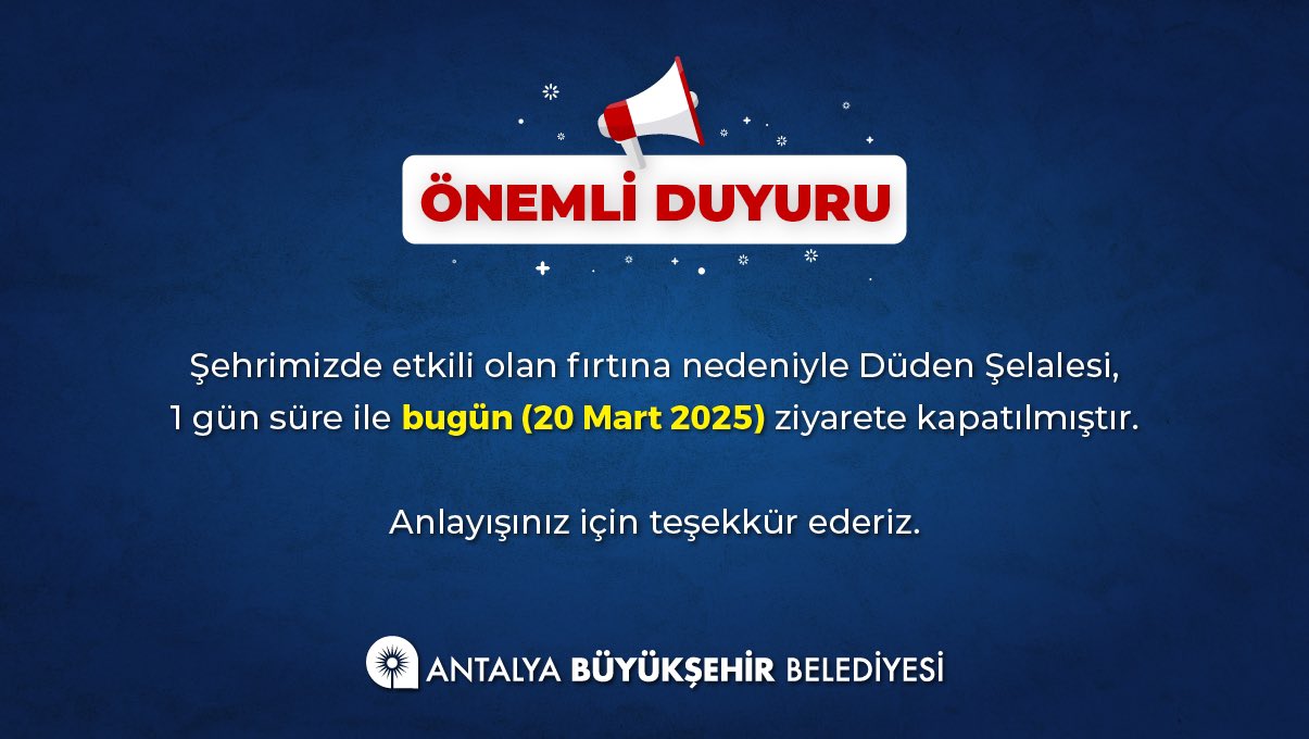 Antalya’da Düden Şelalesi Ziyarete Kapatıldı