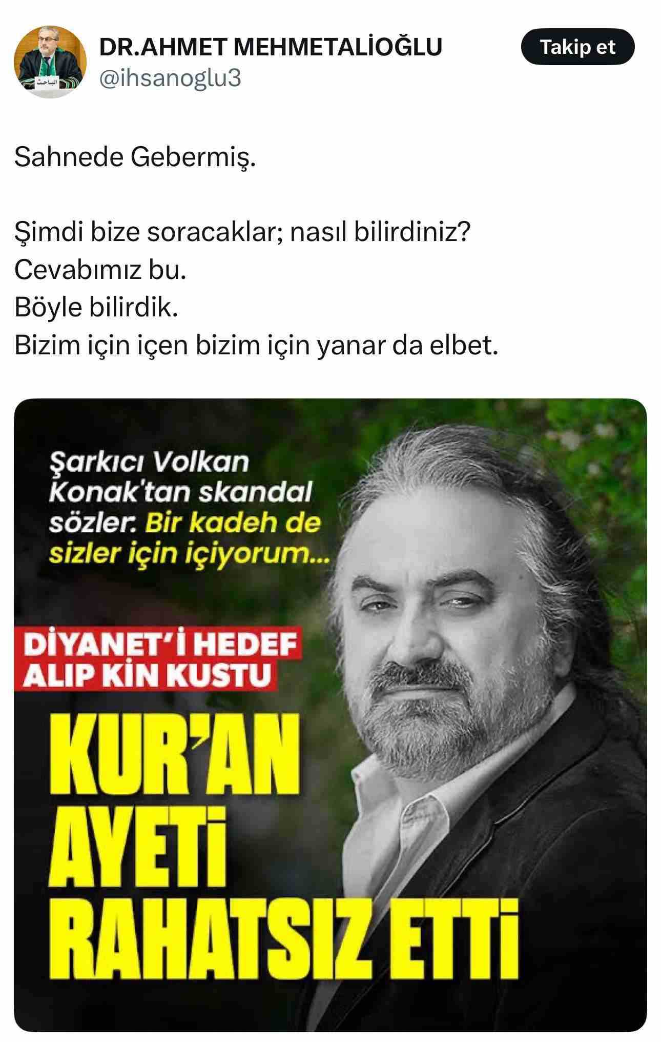 Volkan Konak’ın Vefatına Türkiye Yas Tutarken Müftüden Tepki Çeken Paylaşım 1