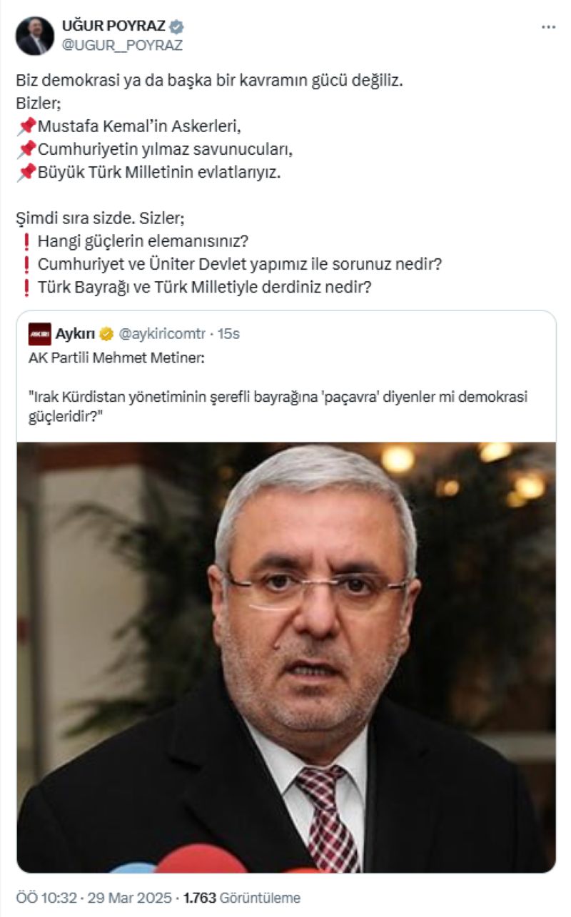 İYİ Parti Antalya Milletvekili Poyraz'dan Bayrak Çıkışı
