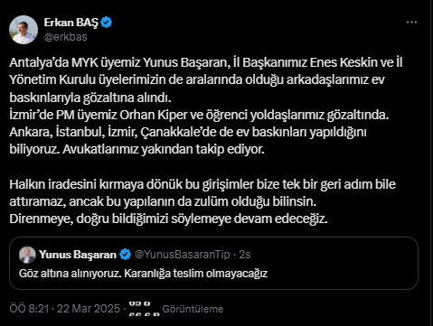 TİP Antalya İl Başkanı ve Arkadaşları Gözaltına Alındı
