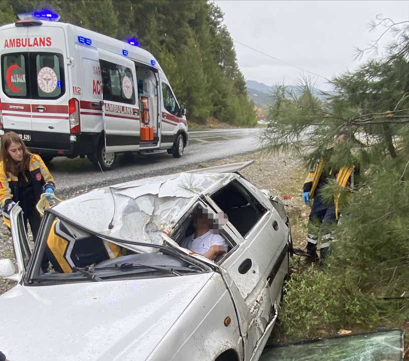 Akseki Manavgat Yolunda Otomobil Takla Attı 2