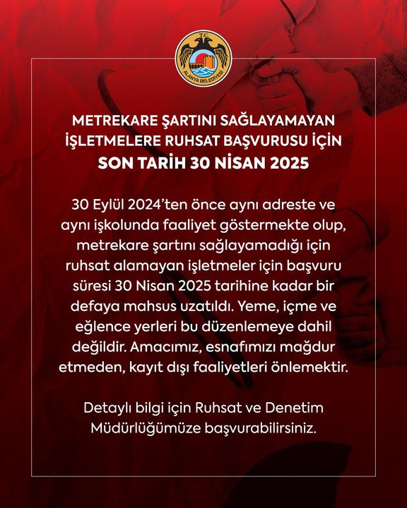 Alanya'da Metrekare Şartını Sağlayamayan İşletmelere Uyarı 2