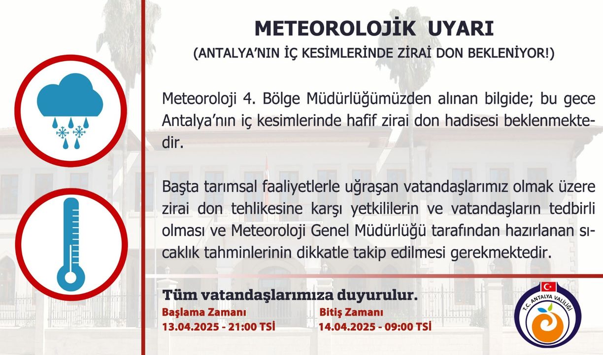 Antalya'da Bu Geceye Dikkat! Zirai Don Uyarısı Geldi 2