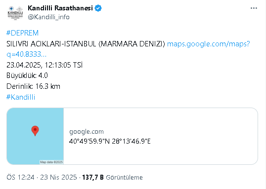Istanbulda 3.9 Büyüklüğünde Deprem-2