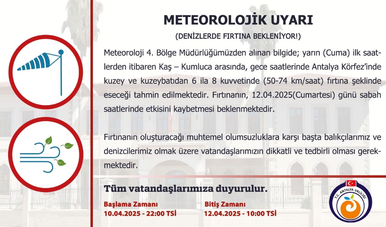 Meteroloji'den Antalya İçin Zirai Don ve Fırtına Uyarısı!