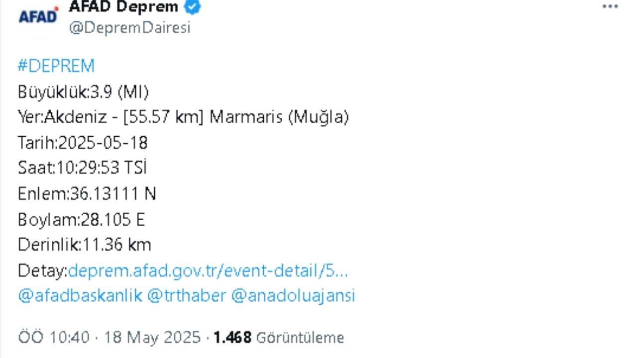 Akdeniz'de 3.9 Büyüklüğünde Deprem2