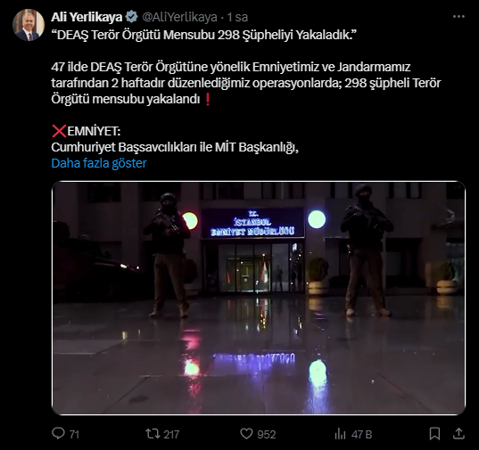 Antalya Dahil 47 İlde IŞİD Operasyonunda 298 Şüpheli Yakalandı