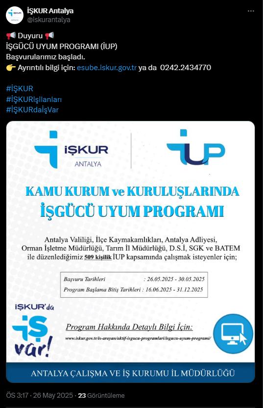 Antalya’da Valilik ve Adliye Dahil Kamuya 509 Kişilik Alım!