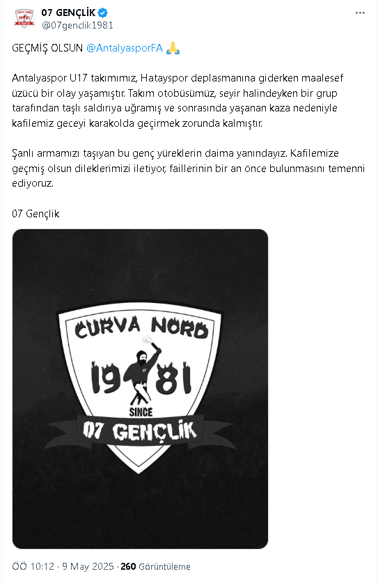 Antalyaspor Takım Otobüsüne Taşlı Saldırı