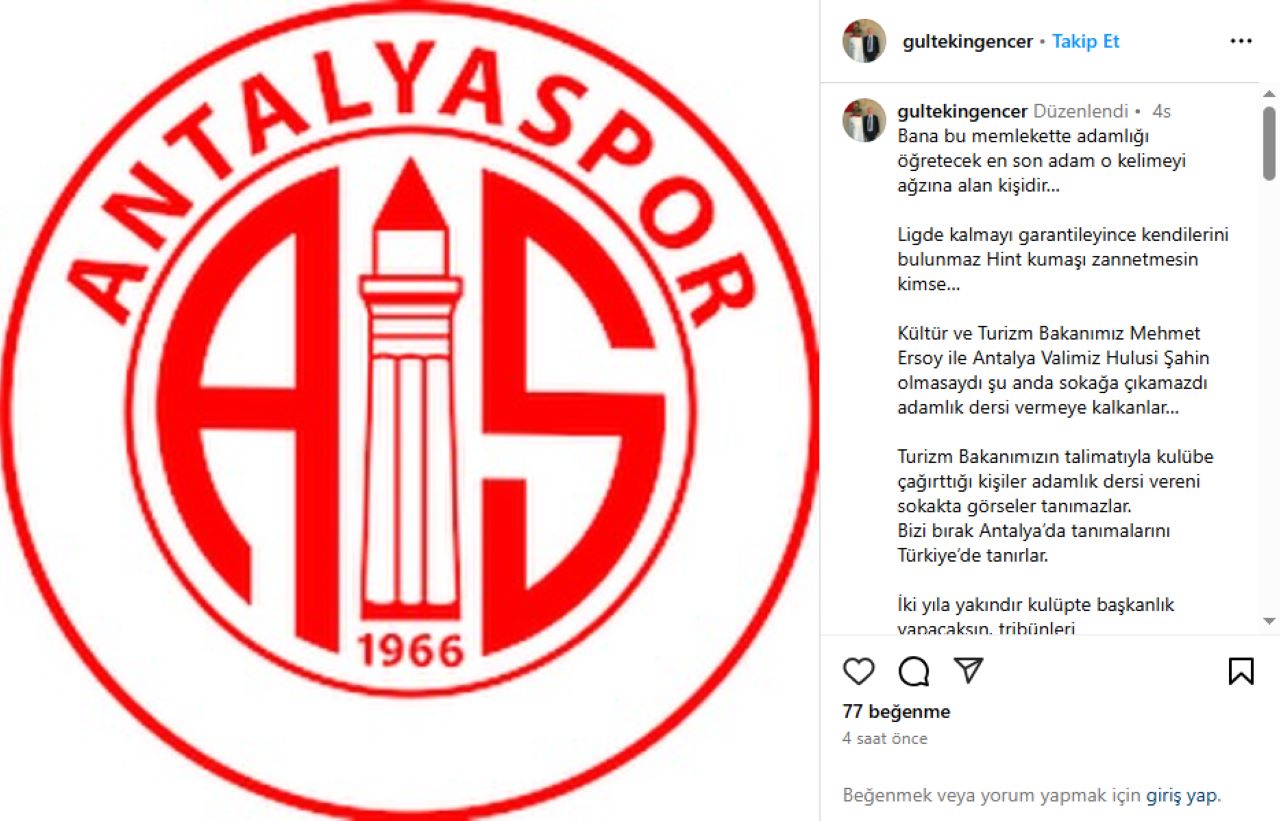 Antalyaspor Vakfı Başkanı Gencer'den Sert Eleştiri