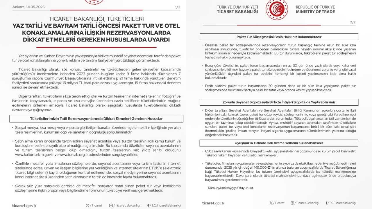 Bakanlıktan Tatilcilere Uyarı2