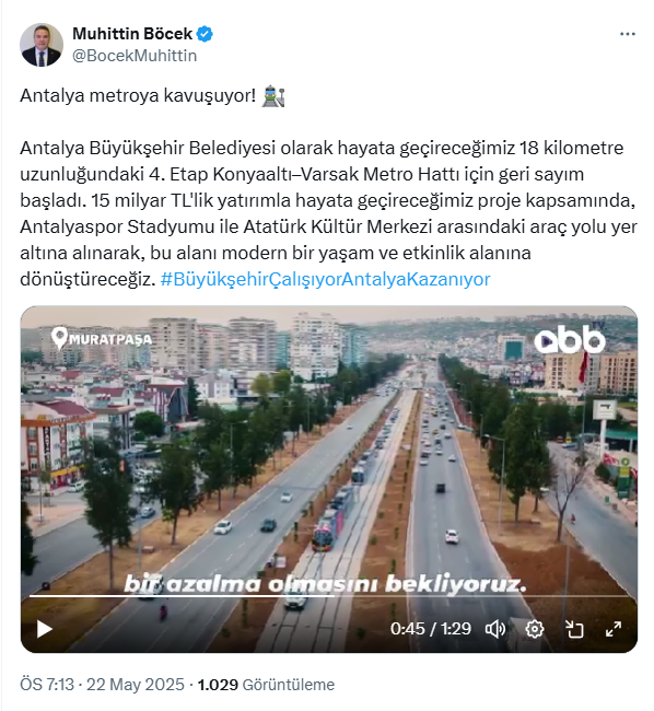 Başkan Böcek'ten Antalya'ya Metro Müjdesi