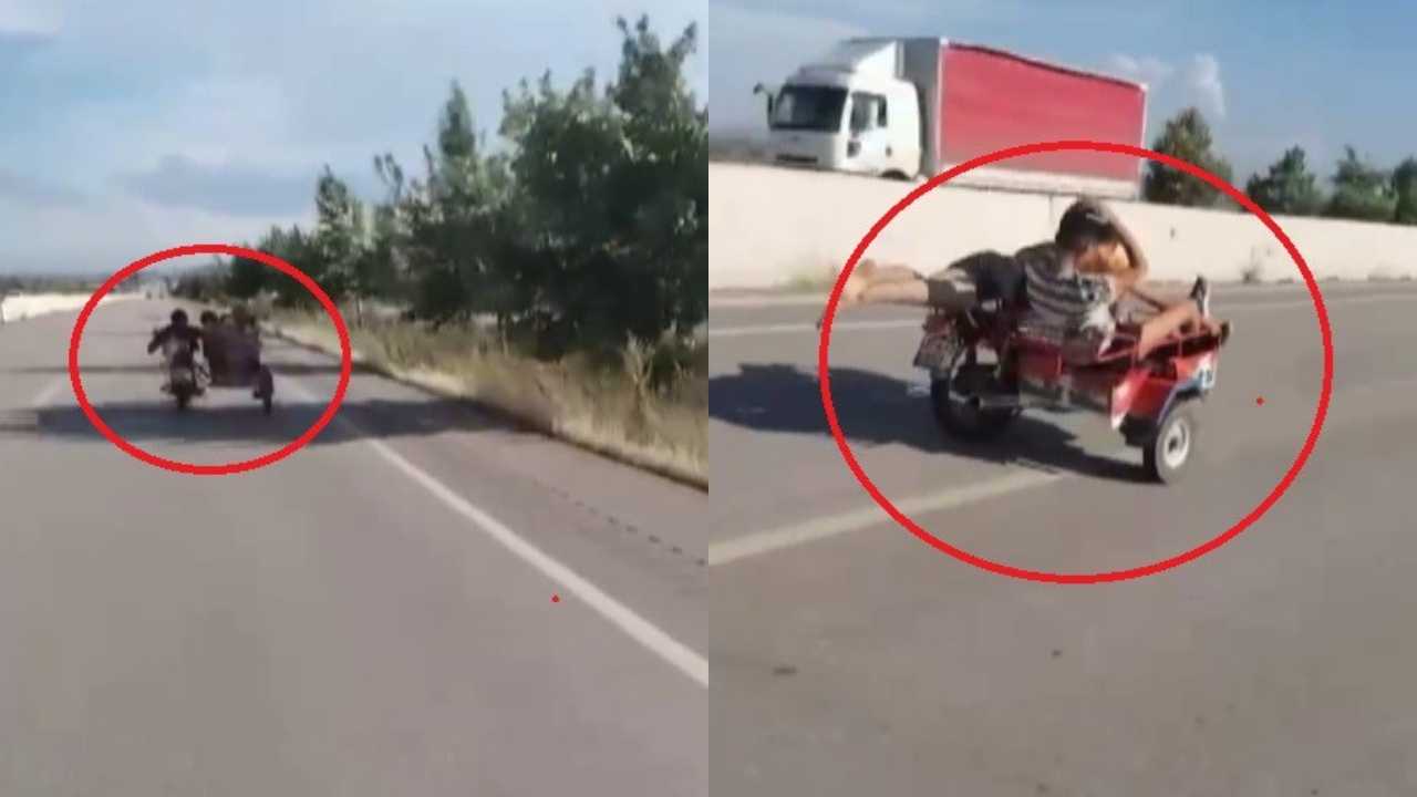 Hatay’da Sepetli Motosiklette Tehlikeli Oyun2