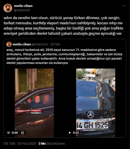İstanbul'daki Lüks Çakarlı Araç Menzil Şeyhine Ait Çıktı