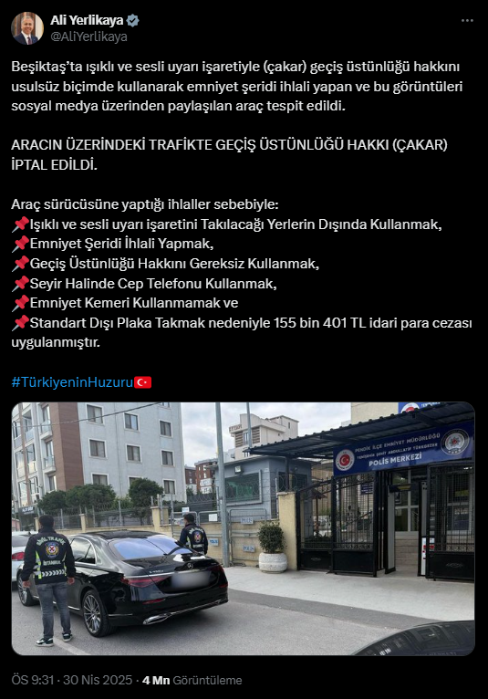 İstanbul'daki Lüks Çakarlı Araç Menzil Şeyhine Ait Çıktı
