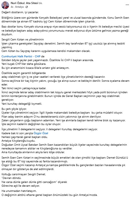 Konyaaltı Belediyesi'nde İşten Çıkarmaların Nedeni Ne Chp'li Nuri Özkul'dan Sert Açıklamalar 2