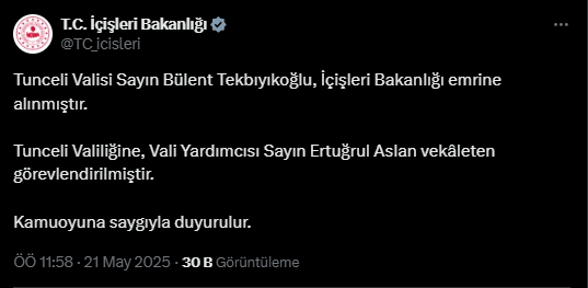 Tunceli'deki P*K Anma Krizi Sonrası Vali Merkeze Çekildi