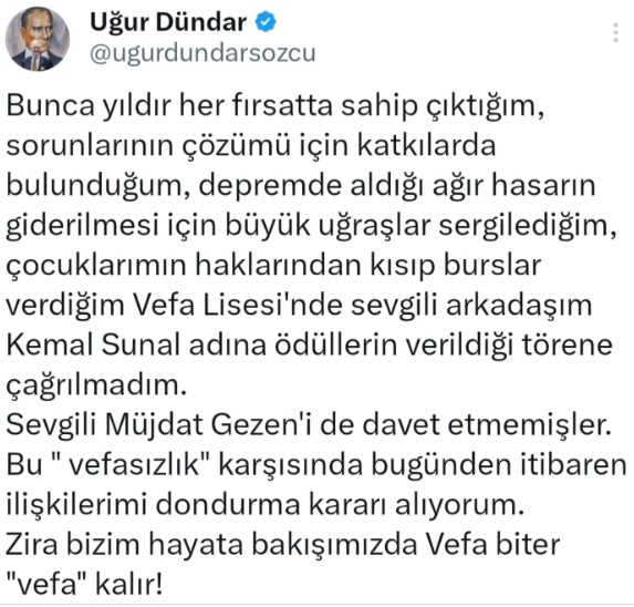 Uğur Dündar Ve Müjdat Gezen'e Vefa Lisesi'nden Vefasızlık! Ödül Törenine Çağırmadılar 2