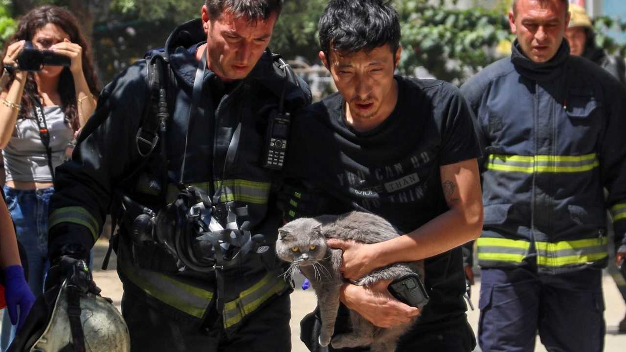 Antalya’da Ev Yangınında Kedisini Bir An Bile Bırakmadı 2