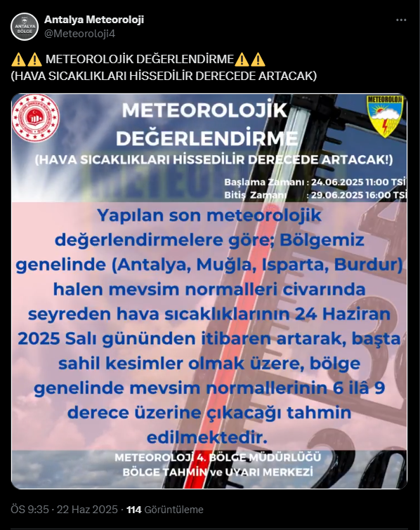 Antalya’da Kavurucu Günler Başlıyor! Sıcaklıklar 40 Dereceyi Aşacak