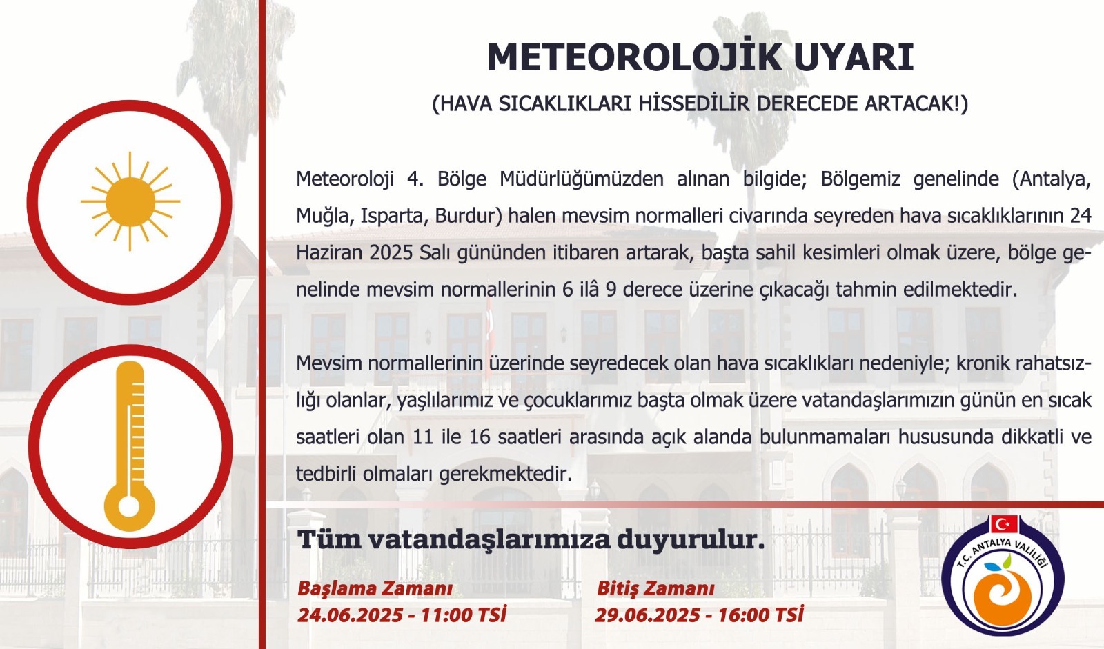 Antalya’da Kavurucu Günler Başlıyor! Sıcaklıklar 40 Dereceyi Aşacak