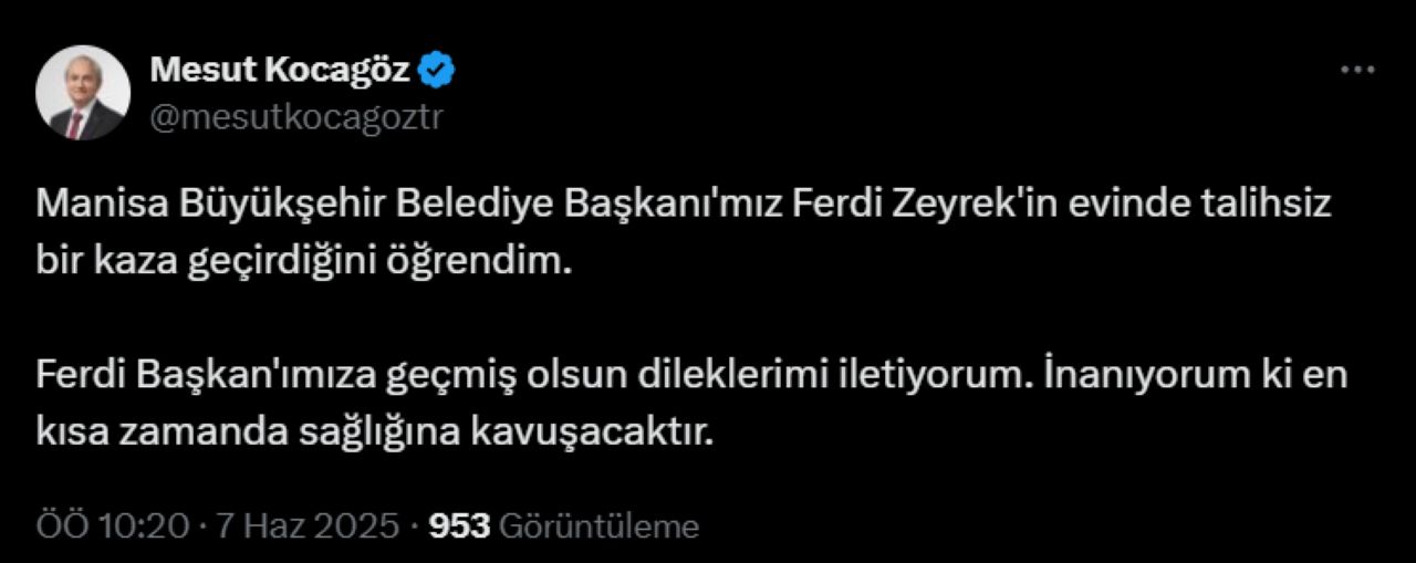 Antalyalı Başkanlardan Zeyrek'e Geçmiş Olsun Mesajları