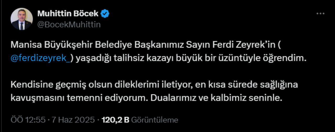 Antalyalı Başkanlardan Zeyrek'e Geçmiş Olsun Mesajları