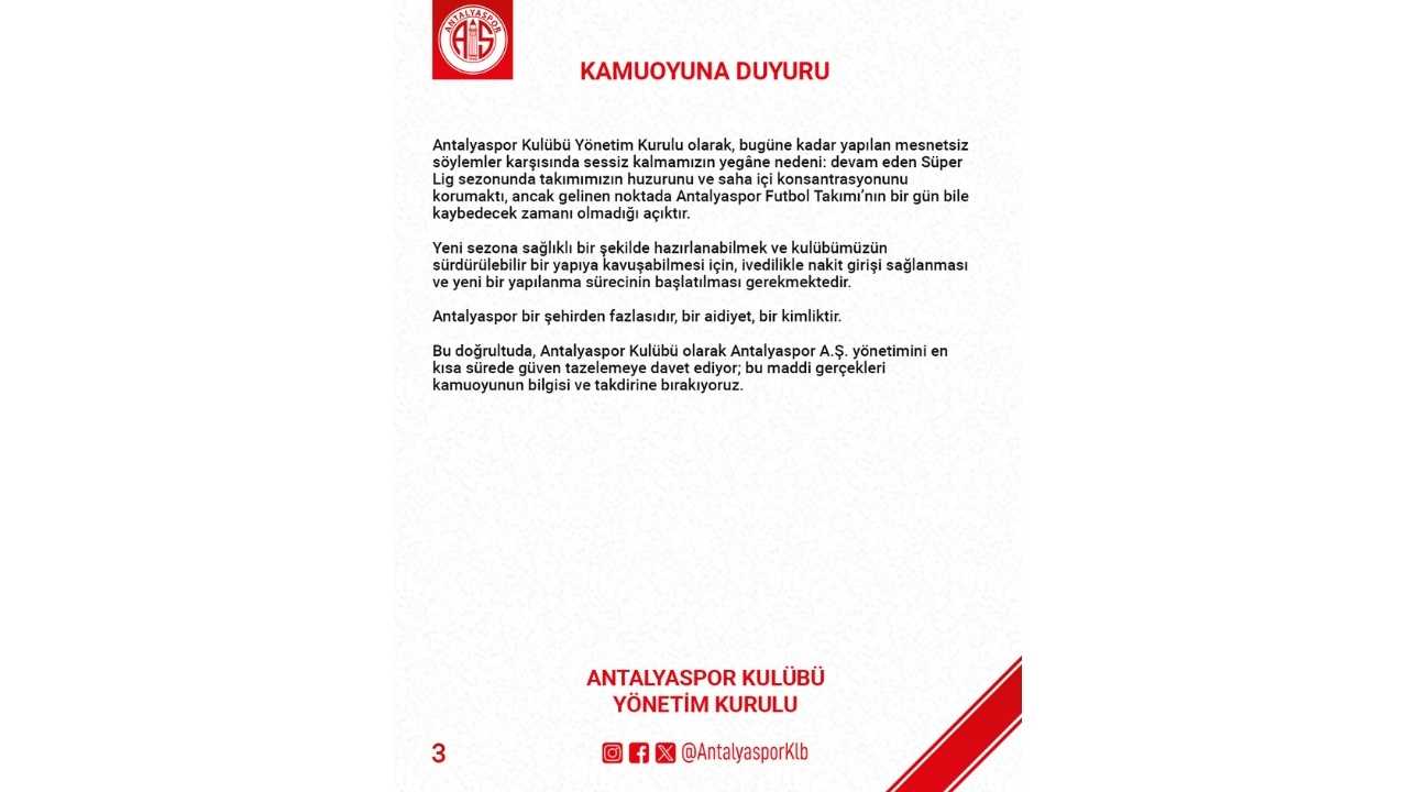 Antalyaspor’da Yönetim Güven Tazelemeye Çağrıldı 3