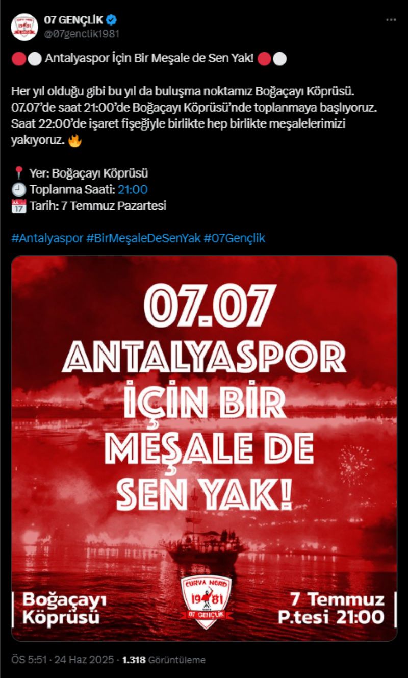 Antalyasporlular Bu Geceyi Bekliyor! Meşaleler Yanacak