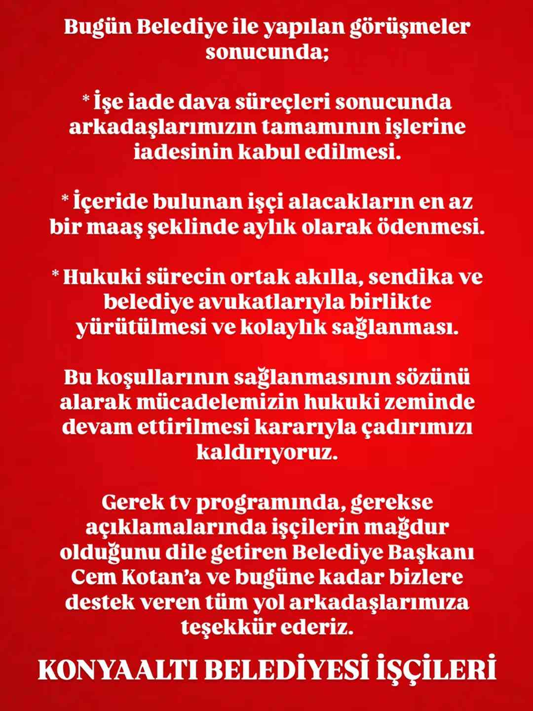 Konyaaltı Belediyesi’nde İşçi Krizi Çözüldü-1