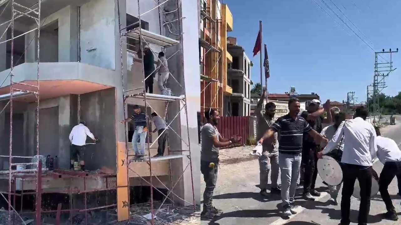 Hatay’da İnşaat İşçilerine Şantiyede Moral Zurnası 3