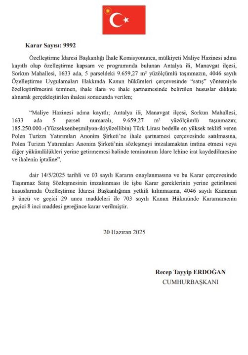 Manavgat’ta 387 Milyon Tl'ye 2 Dev Arazi Özelleştirildi! Otel Mi Yapılacak  4