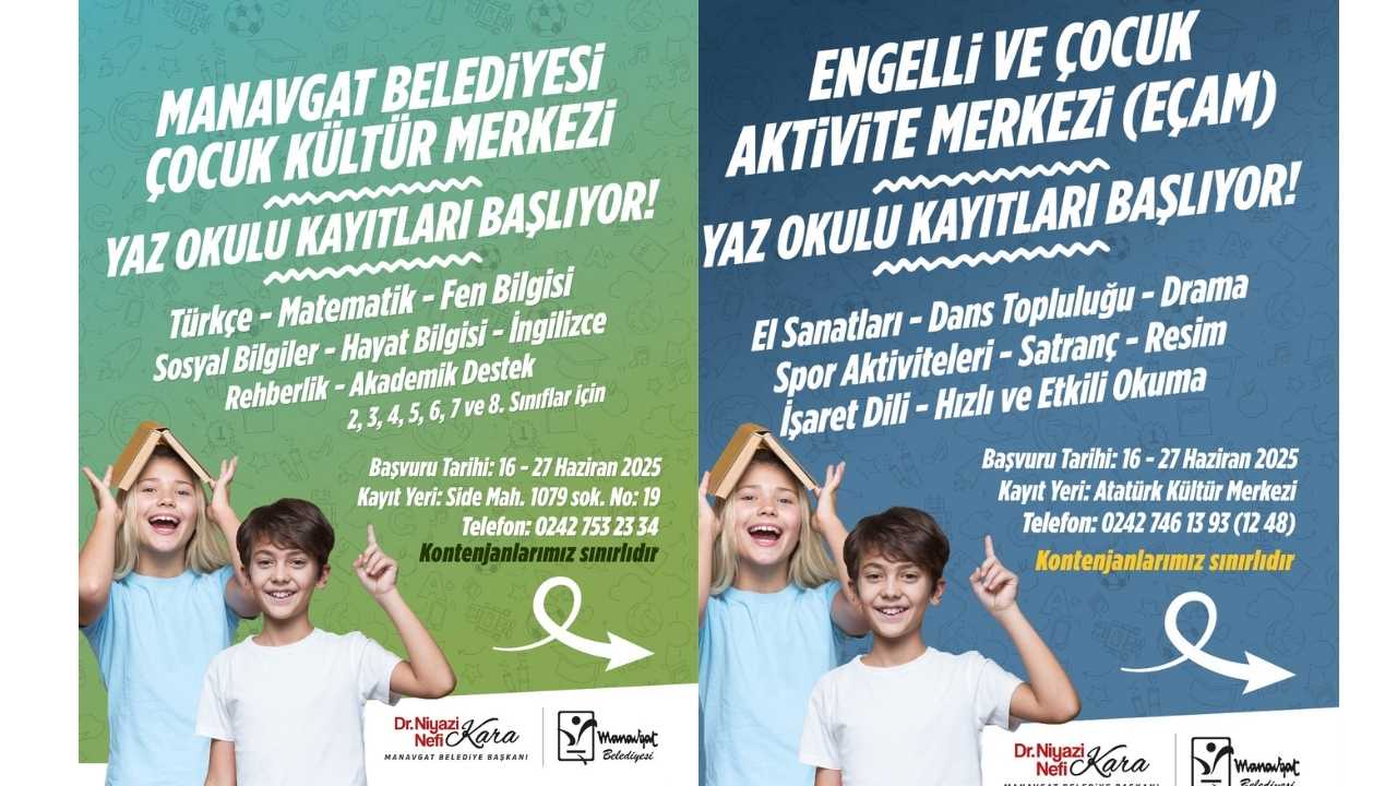 Manavgat’ta Yaz Okulu Kayıtları 16 Haziran’da Başlıyor 2