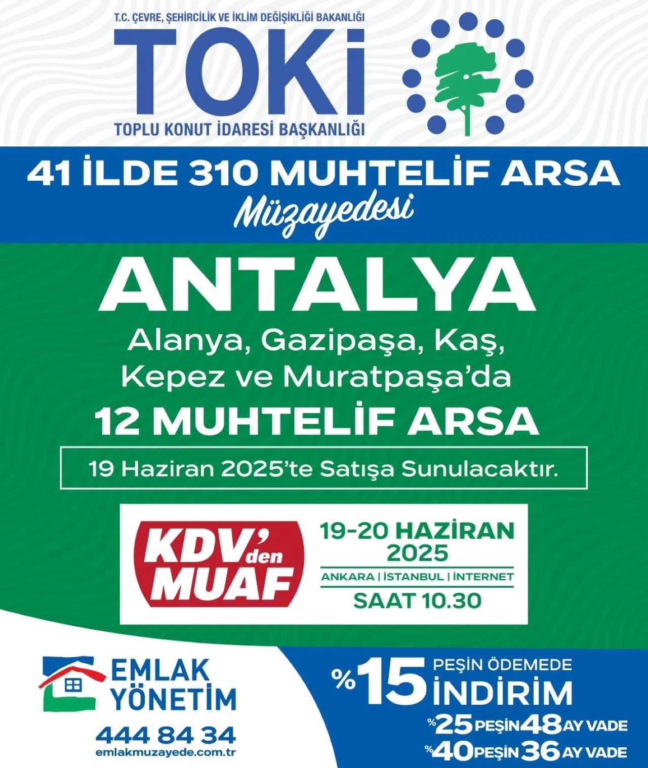 TOKİ Antalya'nın 5 İlçesinde 12 Adet Arsayı Satışa Çıkardı